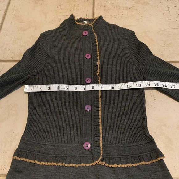 Vintage 70s Roncelli Knit Maxi Sweater Dress - Cardigan Look, Gray Wool Blend 12 - Picture 5 of 8